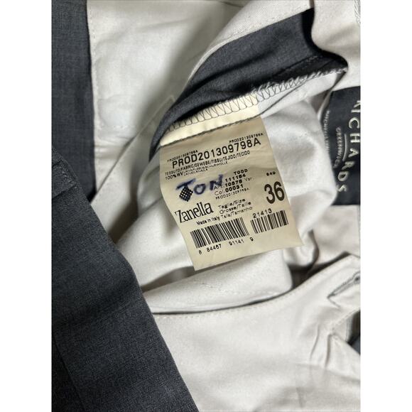Zanella Bennett Pants Mens Dress Pants Sz 36x29 Grey Wool Pleated Made In ITALY - Picture 3 of 8